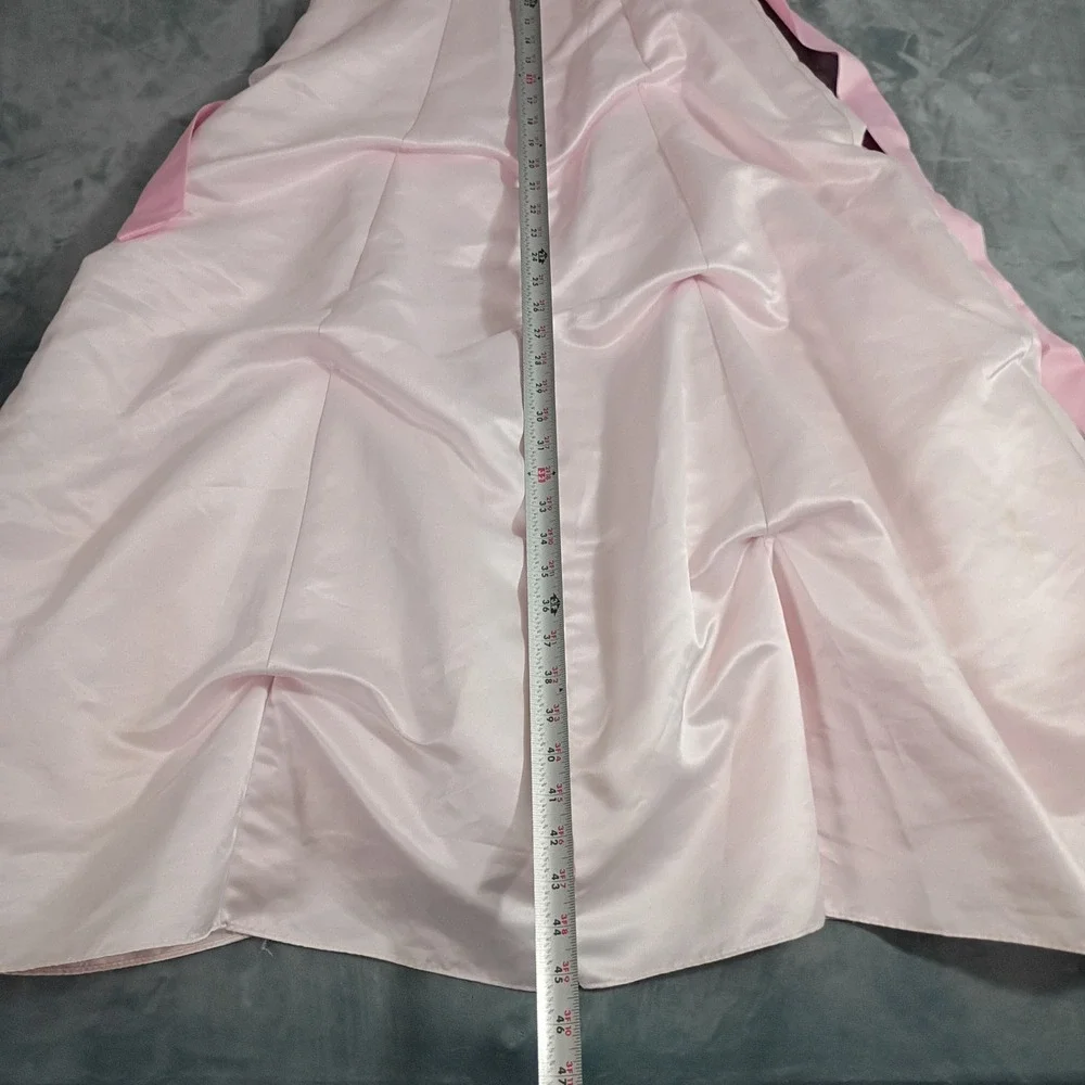 Girls Pink Satin Cold Shoulder Flower Girl Pageant Dress Rosette Pick-Up Gown